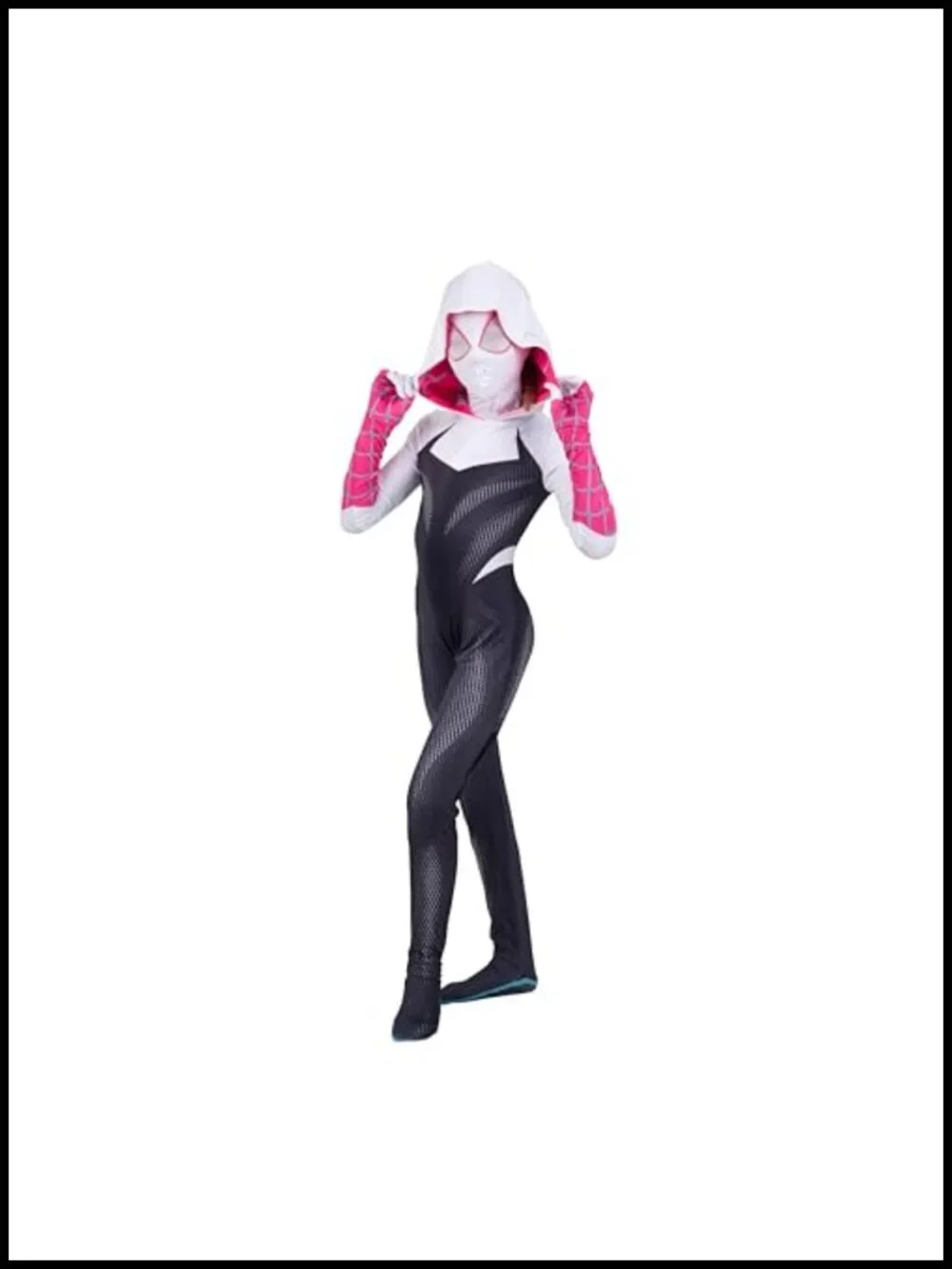Marvel Spider-Gwen Youth Zentai Costume Hooded Spandex Jumpsuit Halloween